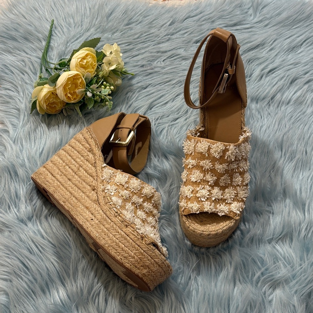 Marc Fischer Adalyn Raffia Espadrille Wedge Sandals sz 10